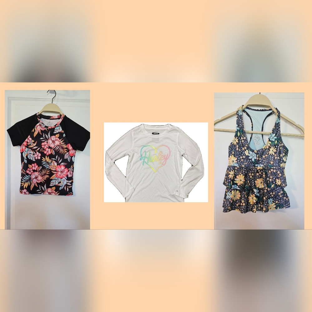 Bundle: Girl's Swim Tops- 3 pieces Size 7/8